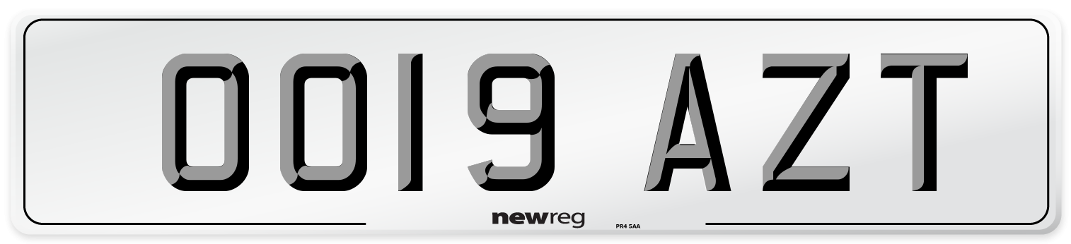 OO19 AZT Number Plate from New Reg